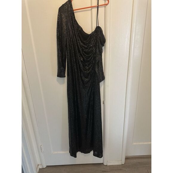 Donna Karan Formal Sequin Dress Black New! $259 Sz 16 Long - Picture 1 of 7